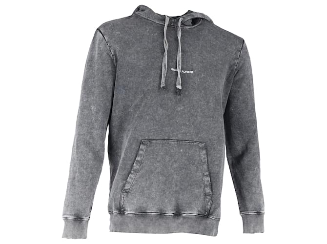 Felpa in cotone grigio con logo archivio Saint Laurent usurato