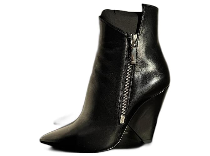 Stivali Niki Saint Laurent Paris taglia 37,5 neri Nero Silver hardware