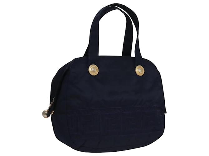 Borsa a mano Gianni Versace in nylon blu e oro Auth bs22034 D'oro