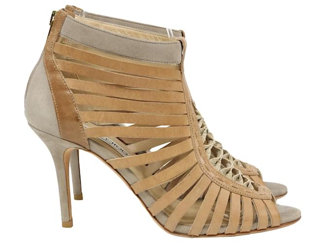 Sandali gladiatore multistrap in pelle marrone Jimmy Choo
