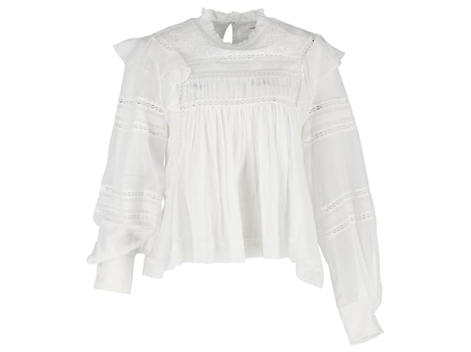 Blusa con volantini Isabel Marant Étoile in cotone bianco