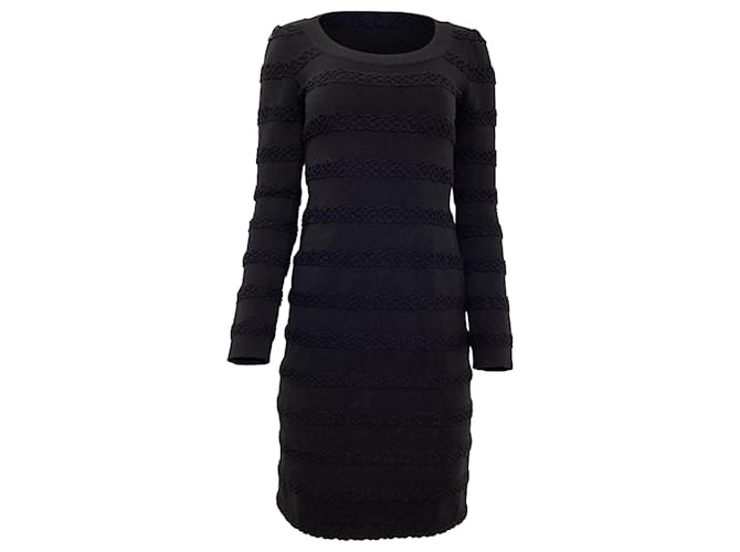 Alaïa Abito mini a maniche lunghe Alaia in lana vergine nera Nero