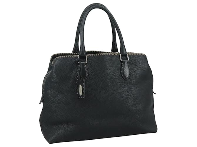 Borsa a mano FENDI Celeria in pelle nera argento autentica yk16876 Nero