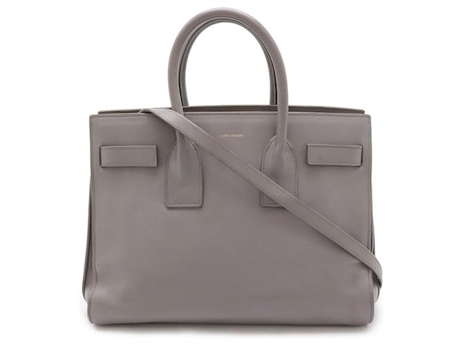 Borsa a mano in pelle Sac de Jour Yves Saint Laurent Grigio