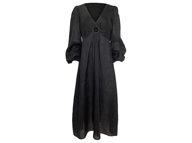 Abito midi cut-out Wayfarer Zimmermann in lino nero