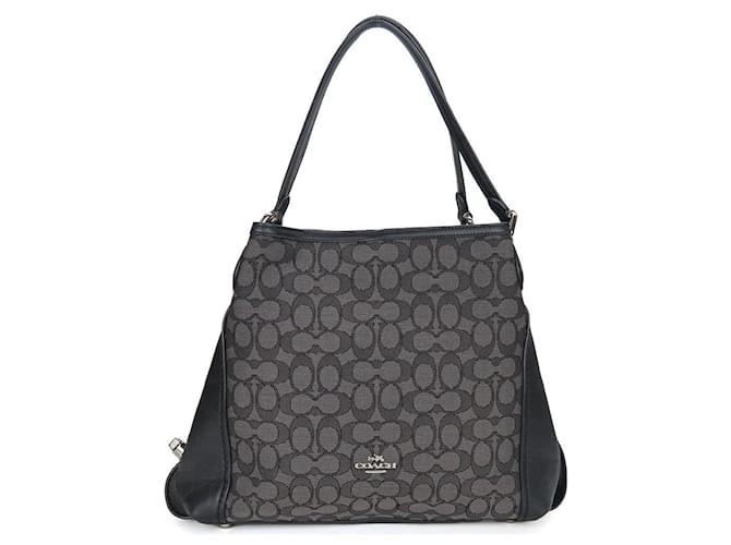 Borsa Coach 57933 in tela e pelle nera e grigia Nero