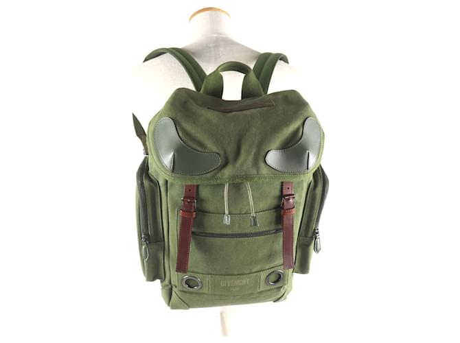 Zaino in tela e pelle con stampa Givenchy Verde