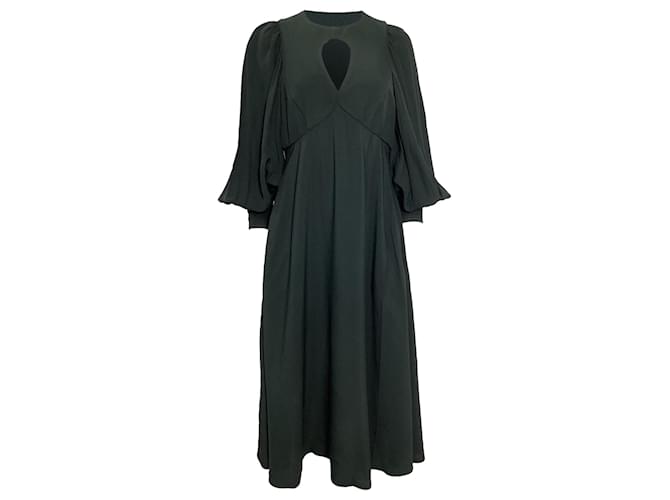 Abito midi in crepe con maniche a palloncino Keyhole Zimmermann in viscosa verde