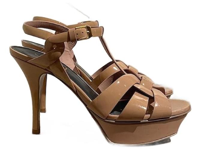 Sandali SAINT LAURENT T.EU 37 Pelle verniciata Beige