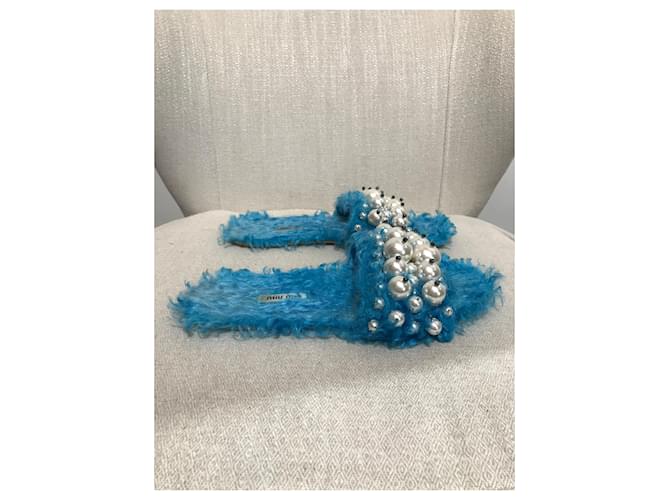 Sandali MIU MIU T.EU 39.5 in Pelliccia Blu