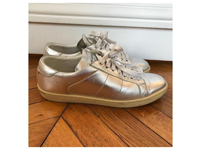 Sneakers SAINT LAURENT T.EU 36 Pelle Argento