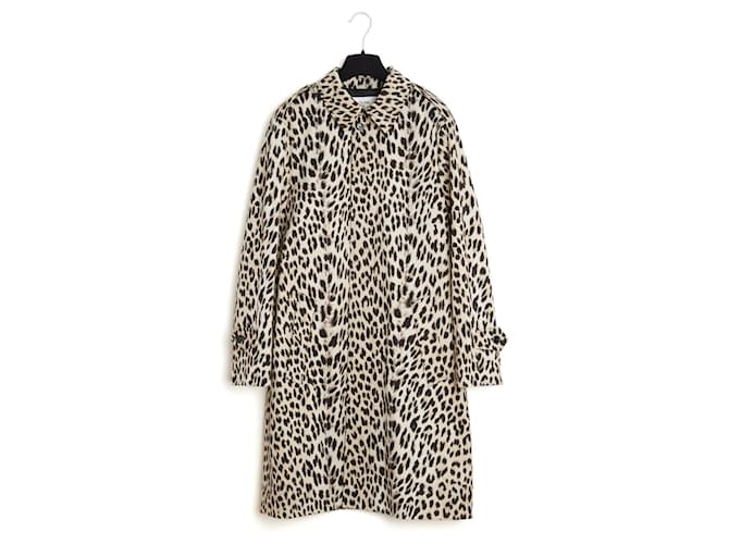 Celine 2019 Cappotto FR38 Stampa Animale Cotone Slimane Trench Coat UK10 US8 Céline Stampa leopardo