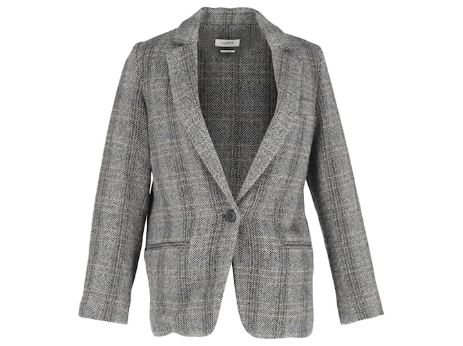 Blazer Charly Herringbone in Lana Grigia di Isabel Marant Étoile Grigio