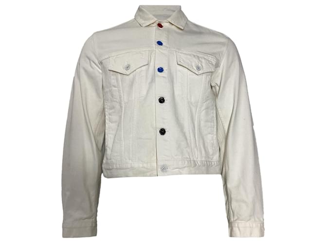 Off White Giacca cropped multicolore Off-White in cotone bianco Crudo