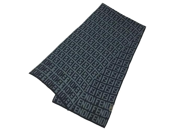 Sciarpa Fendi Zucca FF in nero e grigio Marrone