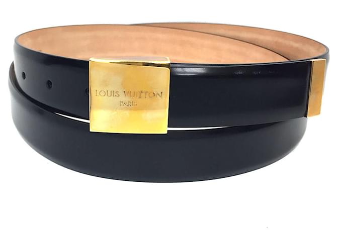 Cintura in pelle Louis Vuitton Santur Carre M6801 Nero D'oro