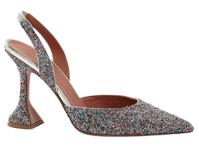 Amina Muaddi holli slingback Grigio