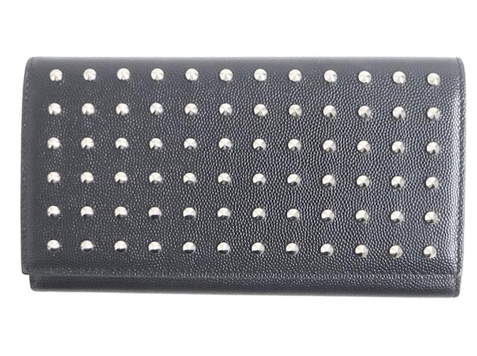 Yves Saint Laurent Portafoglio bifold in pelle con borchie Saint Laurent nero