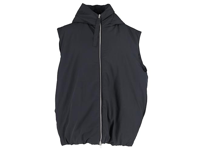 Gilet imbottito con cappuccio Jil Sander in poliestere riciclato nero