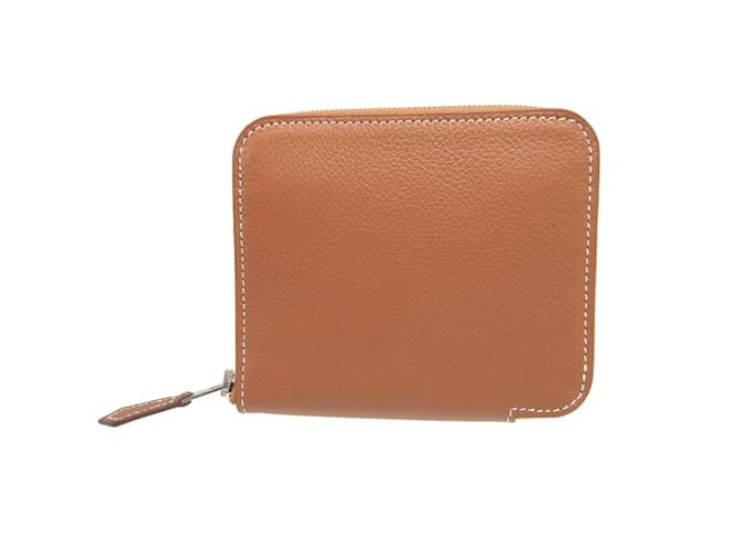 Portamonete compatto B in seta Azap di Hermès D'oro