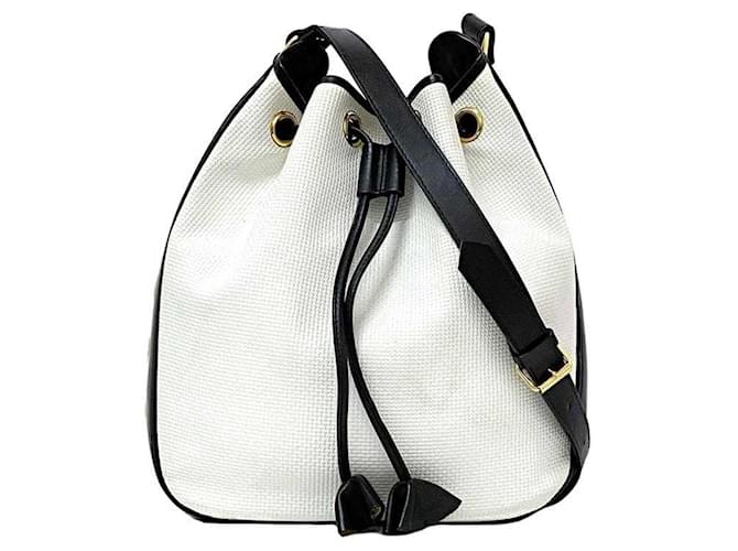 Borsa a spalla blu navy e bianca Yves Saint Laurent Bianco