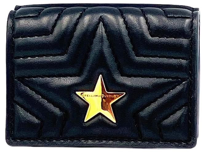 Stella Mc Cartney Portafoglio tri-fold a stella trapuntato nero Stella McCartney