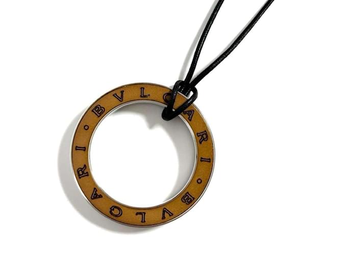 Bulgari Collana con cordino e pendente da uomo Bvlgari in argento 925