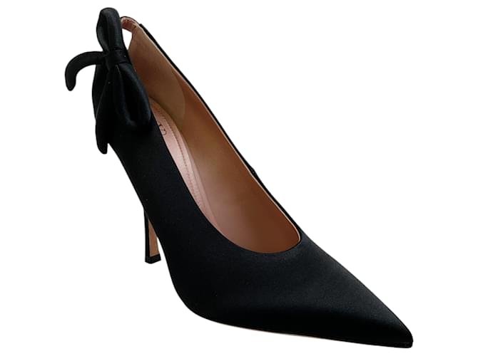 Décolleté da sera in satin nero Valentino