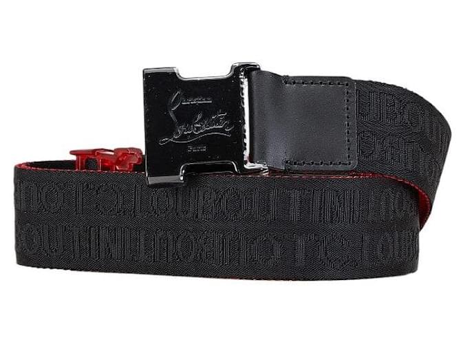 Cintura in nylon Christian Louboutin nera e rossa Nero