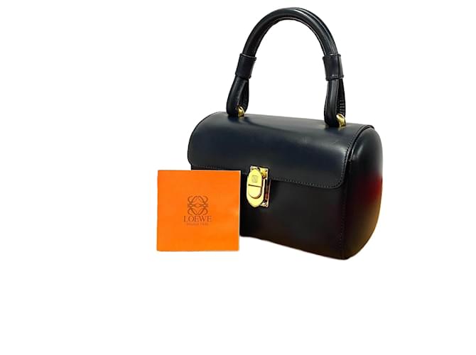 Borsa mini Boston in pelle con logo Anagram Loewe Blu