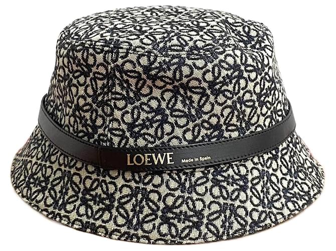 Cappello bucket con logo Anagram Loewe blu navy avorio
