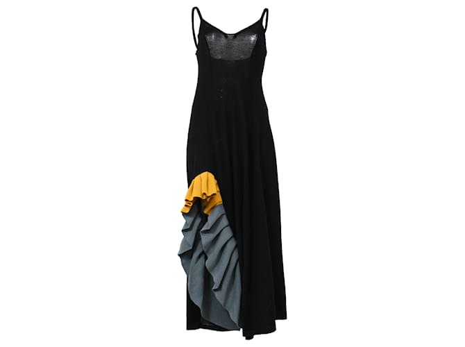 Abito midi arricciato convertibile Loewe in lana nera Nero