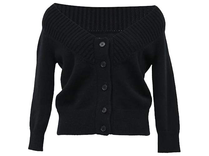 Cardigan ampio con scollo a V di Alexander McQueen in lana nera Nero