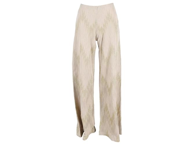 Pantaloni a motivo Missoni in lana beige e dorata