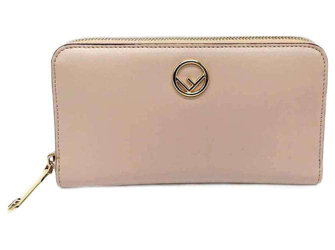 Portafoglio lungo in pelle rosa Fendi