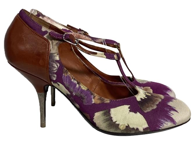 Décolleté con stampa floreale Dries Van Noten in cotone viola