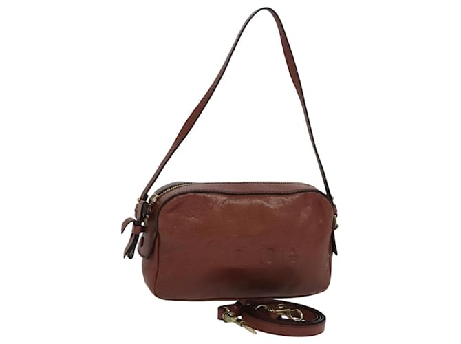 Chloé Borsa a Spalla in Pelle Chloe Shadow 2 vie Marrone Oro Auth hk2098 D'oro