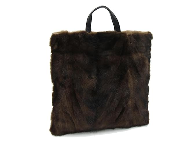 Borsa Loewe in pelle di pelliccia nera e marrone Nero