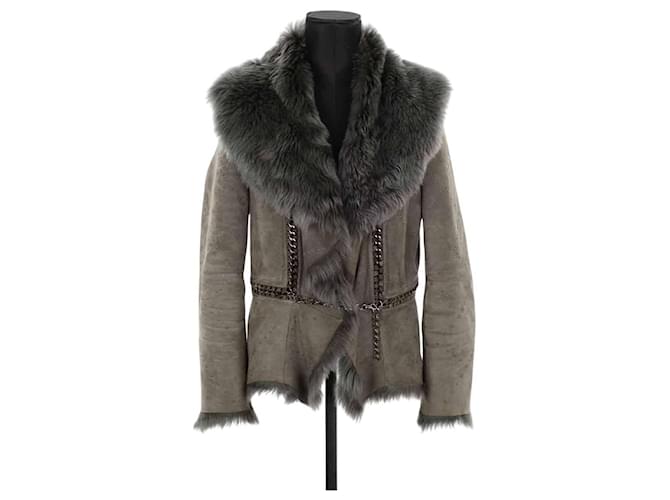 Roberto Cavalli Cappotto in camoscio Grigio