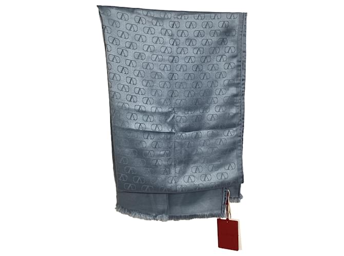 Sciarpa Iconographe Valentino Garavani in seta grigia Grigio