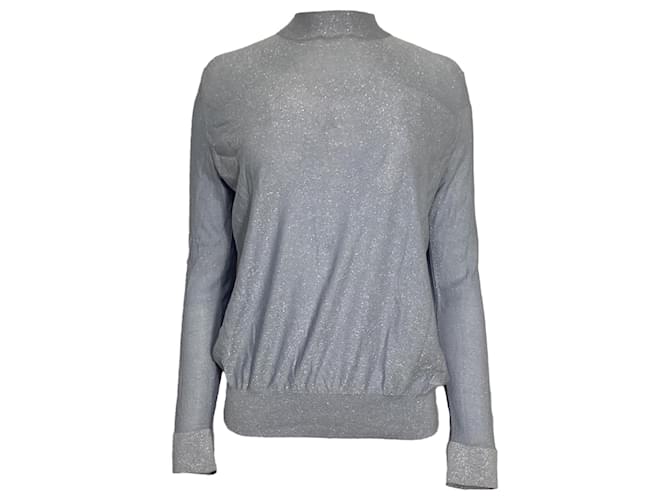 Maglione a collo alto Akris Lurex in seta azzurra Blu Blu chiaro