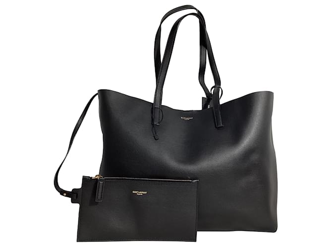 Borsa da shopping grande Saint Laurent in pelle nera Nero