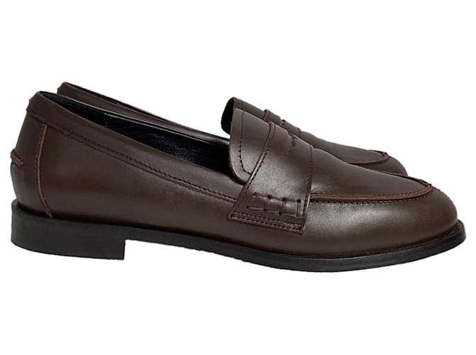 Aeyde Oscar Mocassini in Pelle di Vitello Marrone Rosso