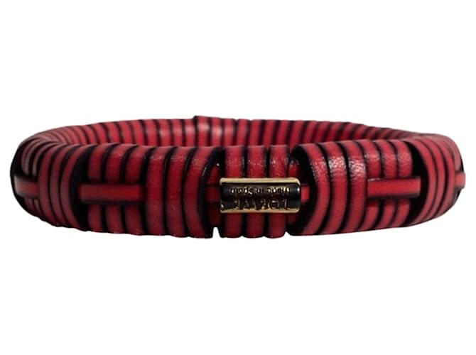 Bracciale a bangle intrecciato Loewe in pelle rosa Marrone