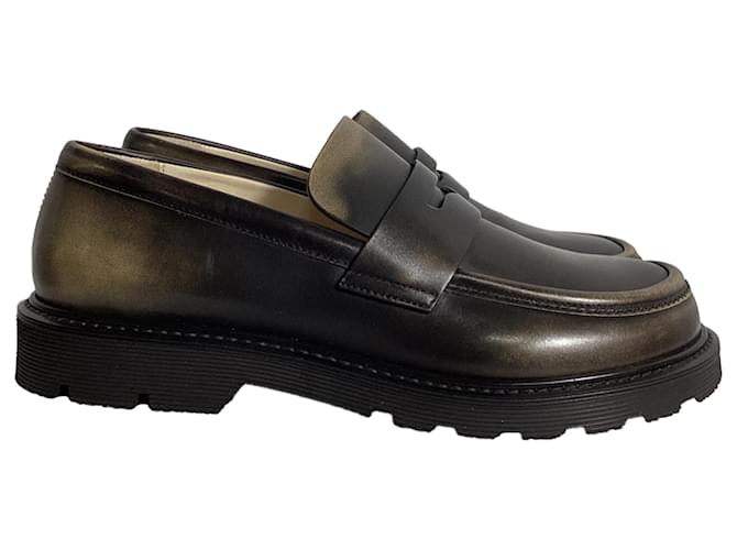 Mocassini in pelle marrone effetto spazzolato Loewe Blaze Rosso