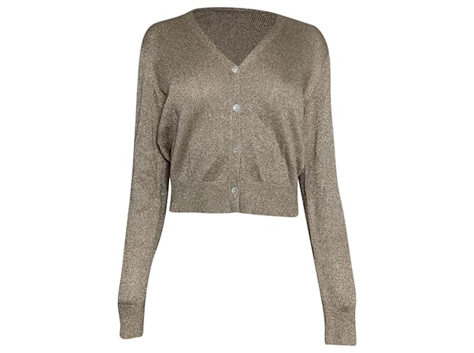 Cardigan classico Theory in cupro oro chiaro D'oro Metallico