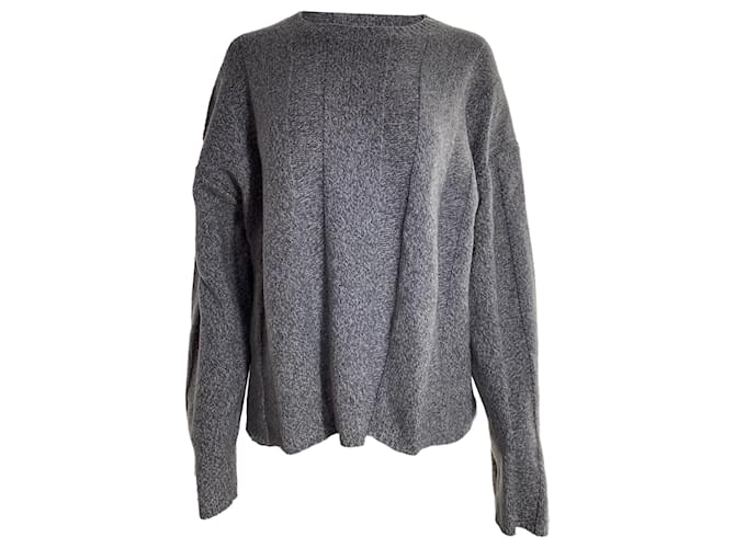 Maglione girocollo in lana grigia di Theory Grigio