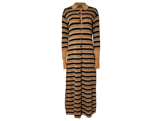 Abito maxi a righe Chloé in lana marrone