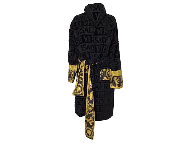 Accappatoio Versace I Love Baroque in cotone nero