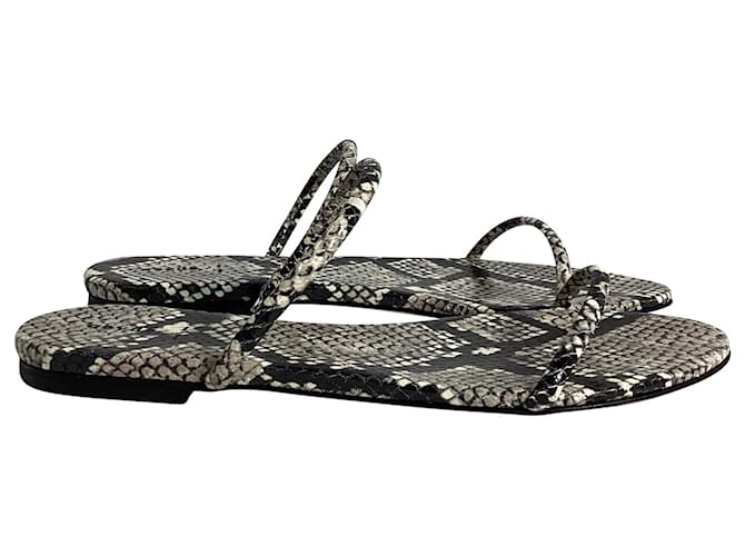 Aeyde Alek Sandali in Pelle Nera con Stampa Serpente Stampa python